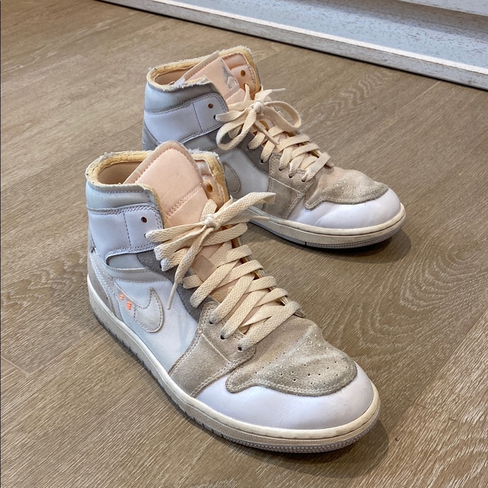 Nike Air Jordan Cream / Pink High-Top Sneakers with Suede Accents